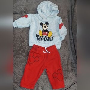 Disney Baby Mickey Mouse Red and Gray Joggers Set